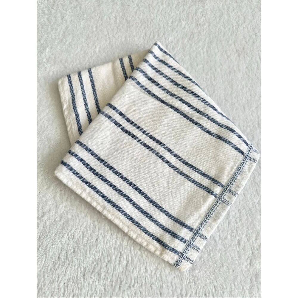 KASSASPA - by Kassatex - 100% cotton white and blue striped square towel 12 x 12
